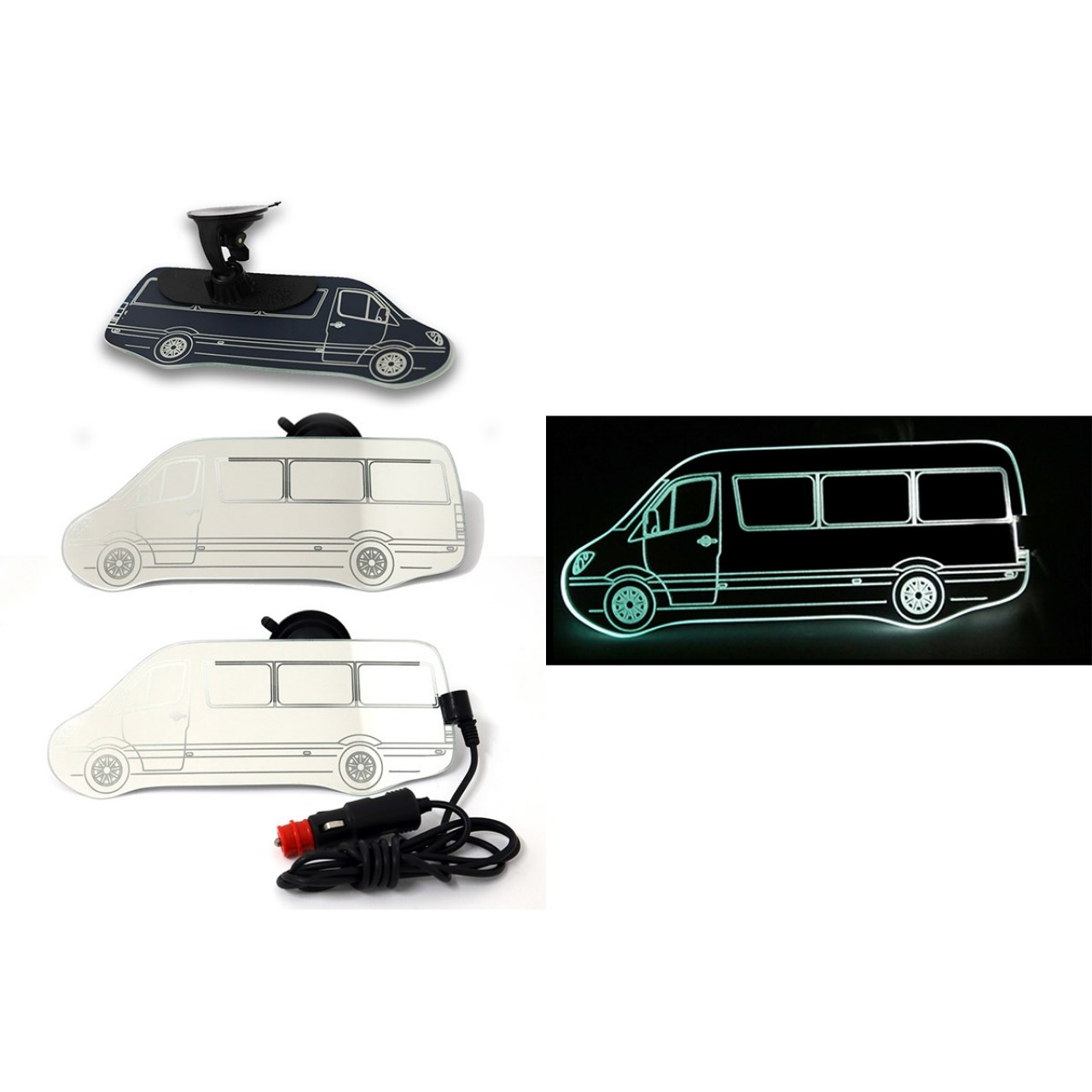 مرآة الرؤية الخلفية الداخلية المضيئة Kiva Minibus Sprinter مقاس 100 × 250 ملم الرسومات الفنية