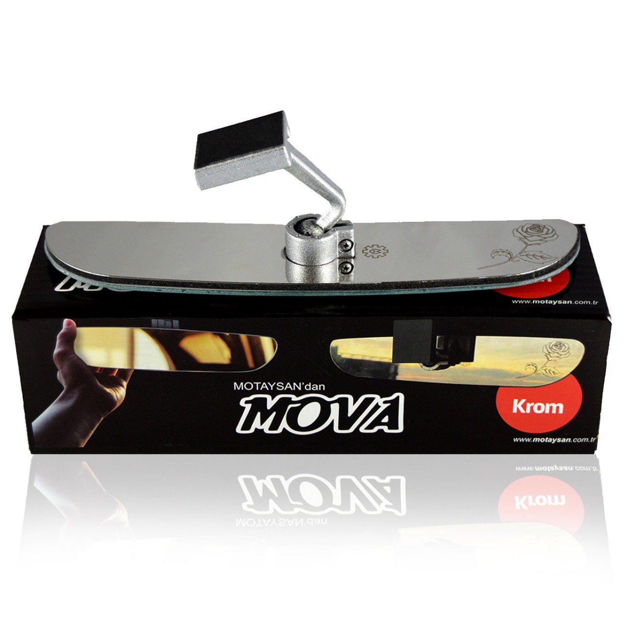 Mova Krom-5 Eğik Kollu Universal İç Dikiz Aynası 250x50 mm TEKNİK ÇİZİMLER